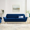thumbnail image 3 of Modway Winsome Channel Tufted Performance Velvet Sofa in Navy, 3 of 9