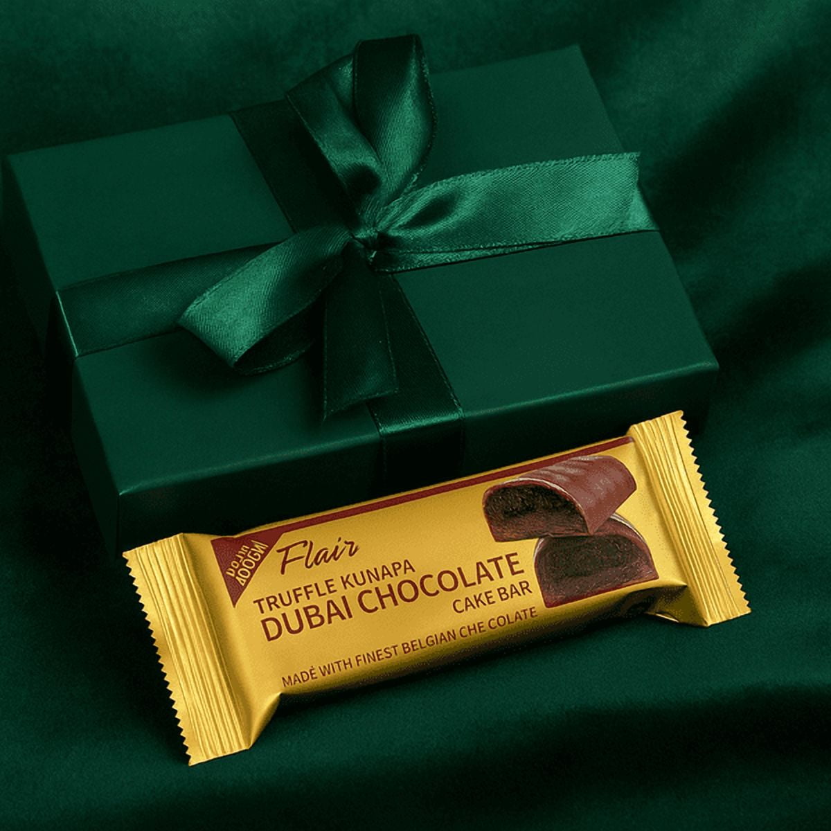 Flair Truffle Kunafa Dubai ChocolateFlair Dubai Truffle Kunafa Chocolate Cake Bar - 3pcs Box 165gm (5.8oz)