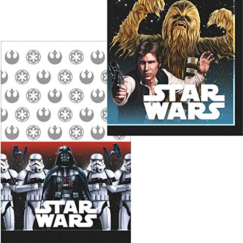 Cups ParteePak Star Wars Classic Birthday Party Bundle 50 Pieces Table Cover and Party Planning eBook Includes Plates Basic Napkins Disposable Tableware Supplies Pack for 16 Guests