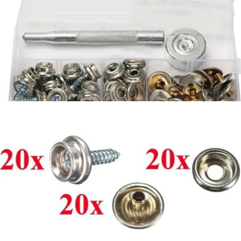 Stainless Steel Canvas to Canvas Press Stud Snap Kit 10 Pk For Car/Boat Canopies 