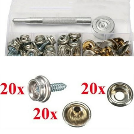 

62pcs/set Snap Fastener Kit Stainless Steel Canvas to Screw Press Stud Boat