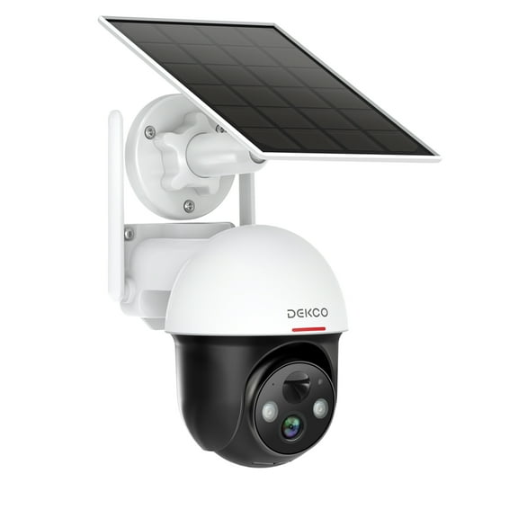 DEKCO Rotating Outdoor Solar Dome Home Security Camera with Motion Alarm