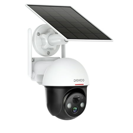 DEKCO Rotating Outdoor Solar Dome Home Security Camera with Motion Alarm