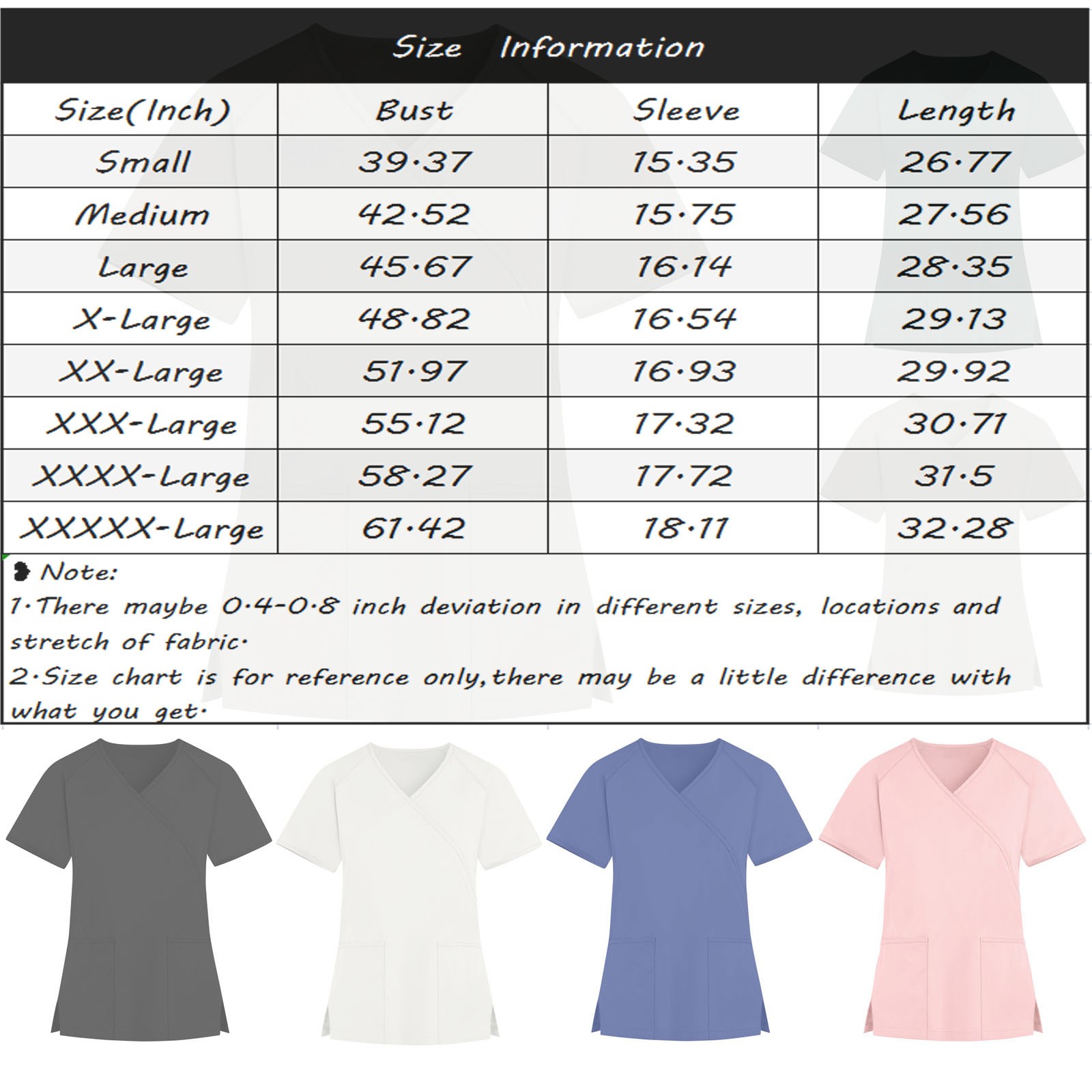 ADSSDQ Women’s Scrub Tops - V-Neck Nursing Scrubs with 2 Pockets, Cute ...