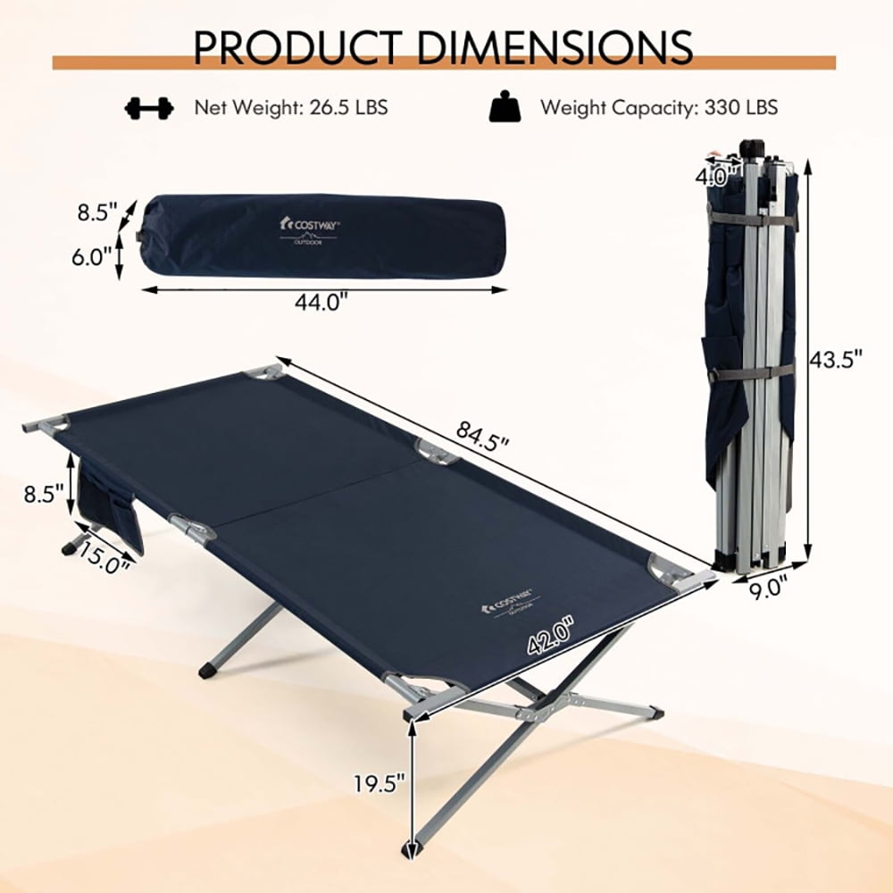 Aimee Lii Extra Wide Folding Camping Bed with Carry Bag and Storage Bag, Outdoor Portable Camping Bed for Sleeping Hiking Travel, Blue Aimee Lii Extra Wide Folding Camping Bed with Carry Bag and Storage Bag, Outdoor Portable Camping Bed for Sleeping Hiking Travel, Blue