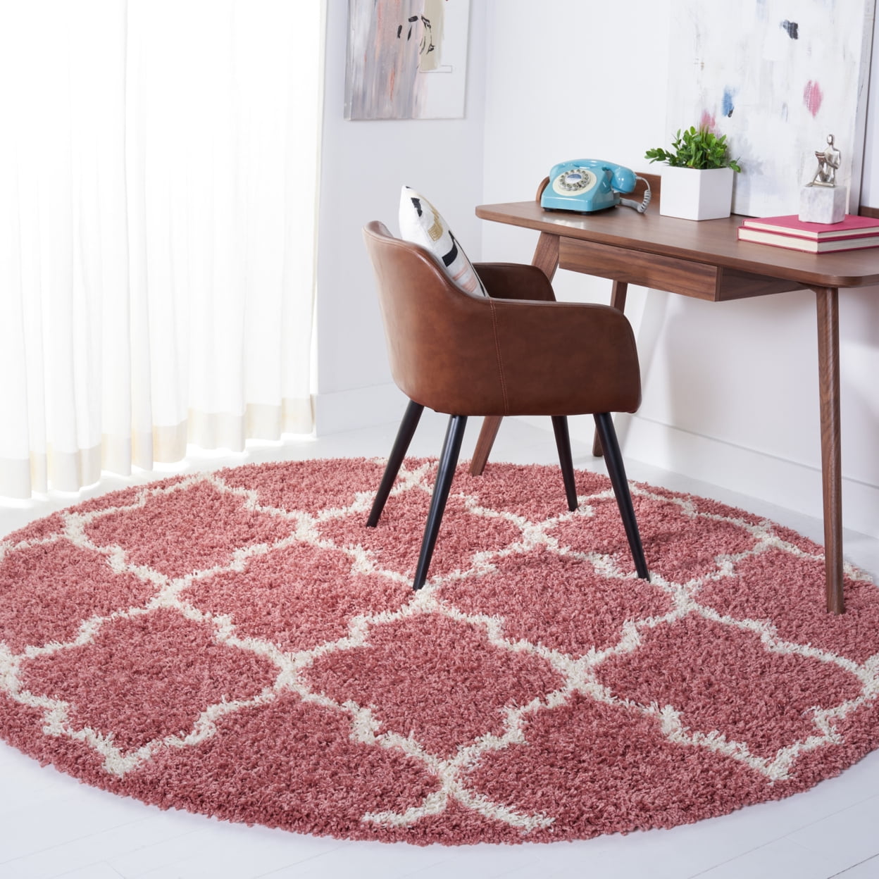 SAFAVIEH Venus Shag Waverly Trellis Area Rug, Pink/Ivory, 5'3" x 7'6"