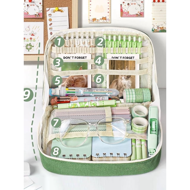 1pc Beige Multi-layered High Capacity Pencil Case For Boys And Girls, Middle And High School Students, Multiple Functions Storage Bag For Primary Stud