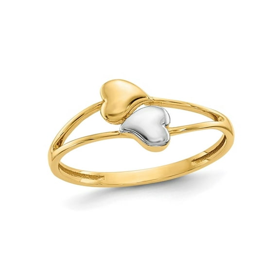Gem & Harmony 14K Yellow and White Gold Double Heart Promise Ring for Women
