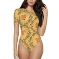 thumbnail image 2 of Goofa Cartoon Squirrel Printed Women Rash Guard Short Sleeve,Tummy control Swimsuit Surfing Swimsuit Bathing Suit One Piece Swimsuit UPF 50-Large, 2 of 9