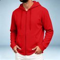 thumbnail image 7 of Zip Up Hoodie Men Long Sleeve Lightweight Solid Color Plain Hooded Sweatshirts Casual Fall Spring Track Jackets, 7 of 7