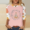 thumbnail image 2 of lcziwo Ofertas Flash Women's Easter Shirts Spring 3/4 Sleeve Round Neck Blouses Cute Rabbit Graphic Tees 2025 Holiday Tops Going Out Outfits Pink XXXL, 2 of 6