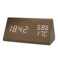 thumbnail image 1 of Binwennn New Temperature And Humidity Multifunctional Silent Alarm Clock LED Wooden Clock Student Electronic Clock Bedside Desk Multifunctional Alarm Clock White Letter Model 12v Timer Bookmark with, 1 of 4