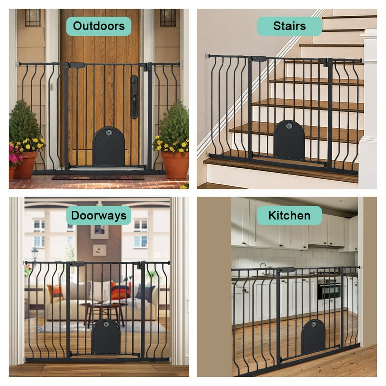 29.5-48.4'' Baby Gate Baby Fences, 30 Tall Pressure Mounted For Doorway  Stairs, Black