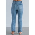 thumbnail image 4 of Neona Risen Women's Mid Rise Straight Jeans, Raw Hem, Stretch, Multi Colors, 4 of 6