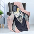 thumbnail image 4 of Hipster Soft Flannel Fleece Throw Blanket, Illustration of Funny Gentleman Penguin Dressed in Retro Style on Color Splashes, Cozy Plush for Indoor and Outdoor Use, 70" x 90", Multicolor, by Ambesonne, 4 of 5