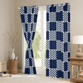 thumbnail image 2 of jejeloiu Geometric Plaid Black Out Curtains,Modern Minimalist Geometric Curtains Pack of 2 (42x63 Each),Deepblue Checkerboard Grid Bedroom Curtains For Teens,Ultra Soft Home Decor, 2 of 5