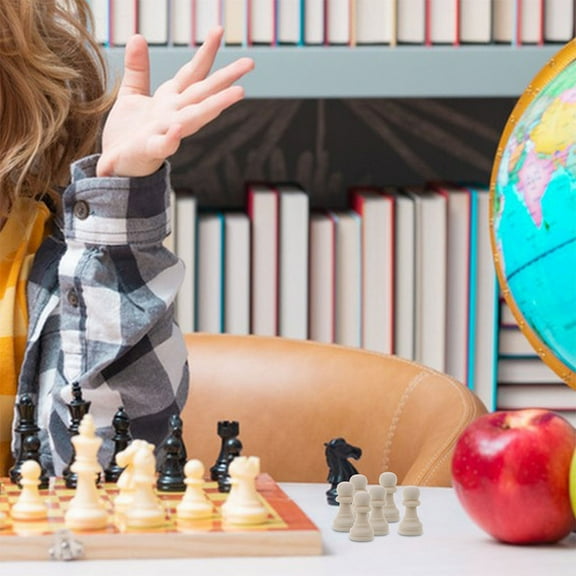 CIMAXIC 32Pcs Pieces For Chess Wood Classic Design for Indoor Gaming