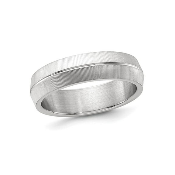 Gem & Harmony Mens Titanium Polished and Textured Band Ring (6mm) for Men
