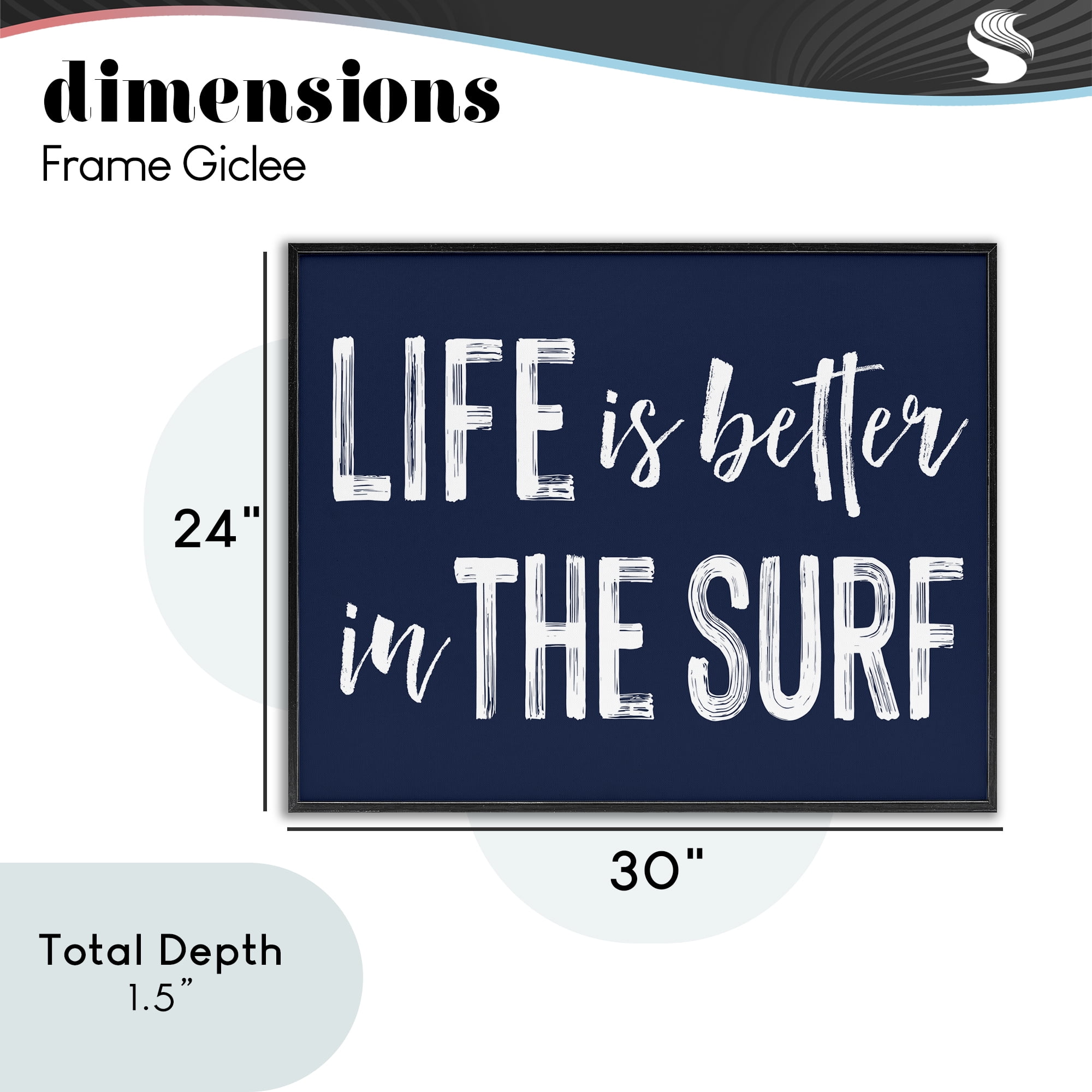 Life Better In Surf Black Framed Giclee Art, design by Lettered and Lined