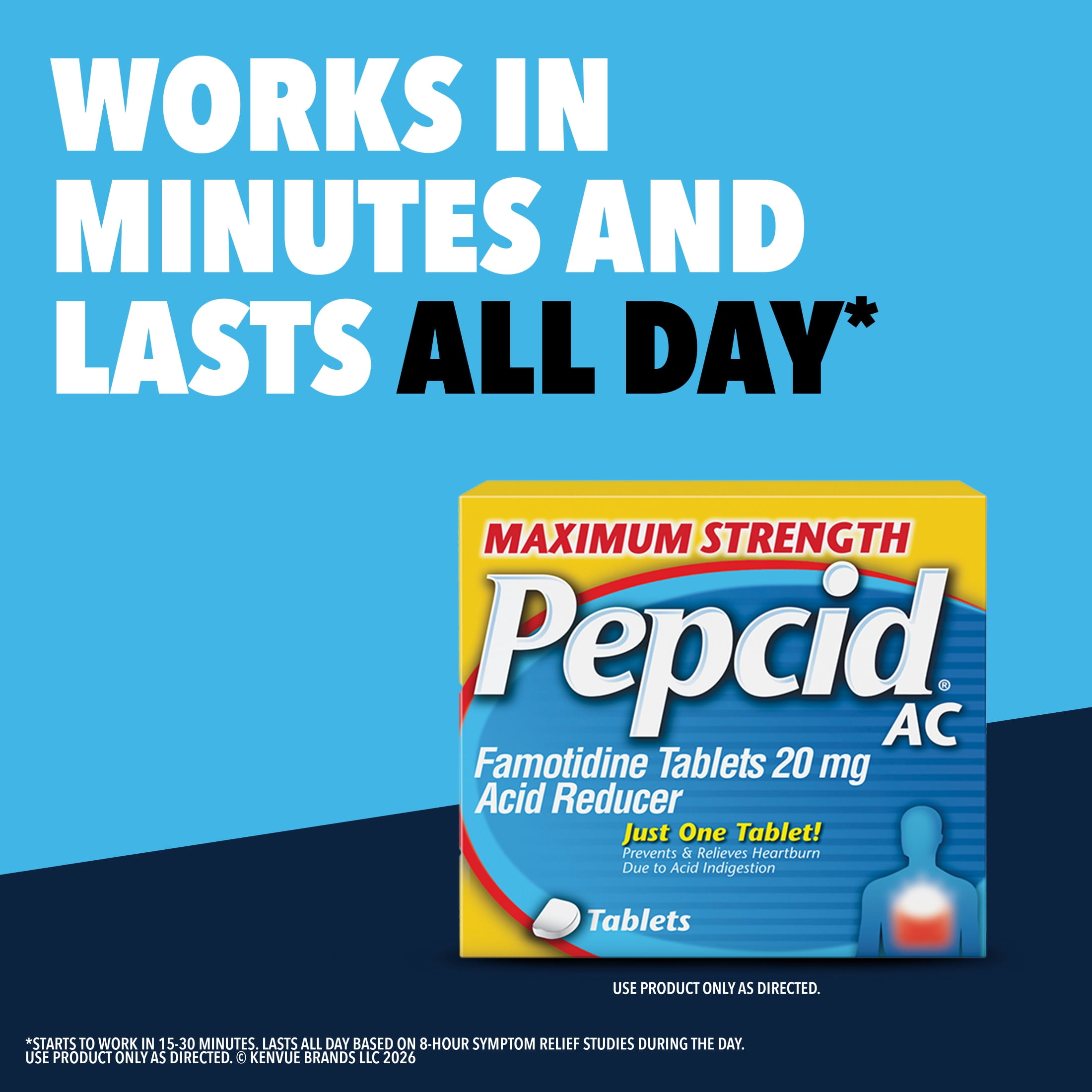 Pepcid AC Maximum Strength Heartburn Medicine, 20 mg Famotidine, 8 Count