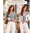 thumbnail image 5 of QUALFORT Women's 100% Cotton V-Neck Pullover Sweater, Long Sleeve Lightweight Sweater for Women, Soft Classic Solid Color Knit Sweater Top, Grey L, 5 of 7