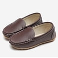 thumbnail image 2 of GiLiling Girls Casual Loafers, Slip-On Microfiber Leather Shoes with Non-Slip TPR Sole, Comfortable Flat Footwear for School Daily Wear (Brown, 6-7 Years), 2 of 5