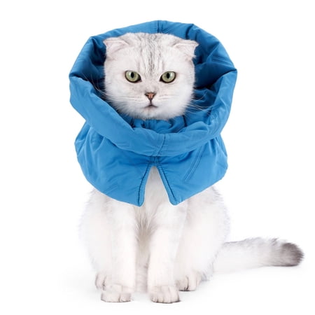 AUQ Dog Cone Warm Dog Cone Collar Anti-Lick Adjustable Cat Cone Lake Blue M