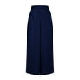 thumbnail image 3 of Kvture Palazzo Pants for Women Comfy Lightweight Wide Leg Pants Elastic High Waist Flowy Loose Lounge Pant Travel Outfits Blue XXXL, 3 of 5