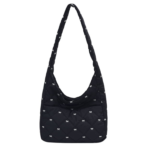 Bolso Mano Con Entramado Diamantes para Mujer Sencillo Lazo Acolchado Gran Capacidad