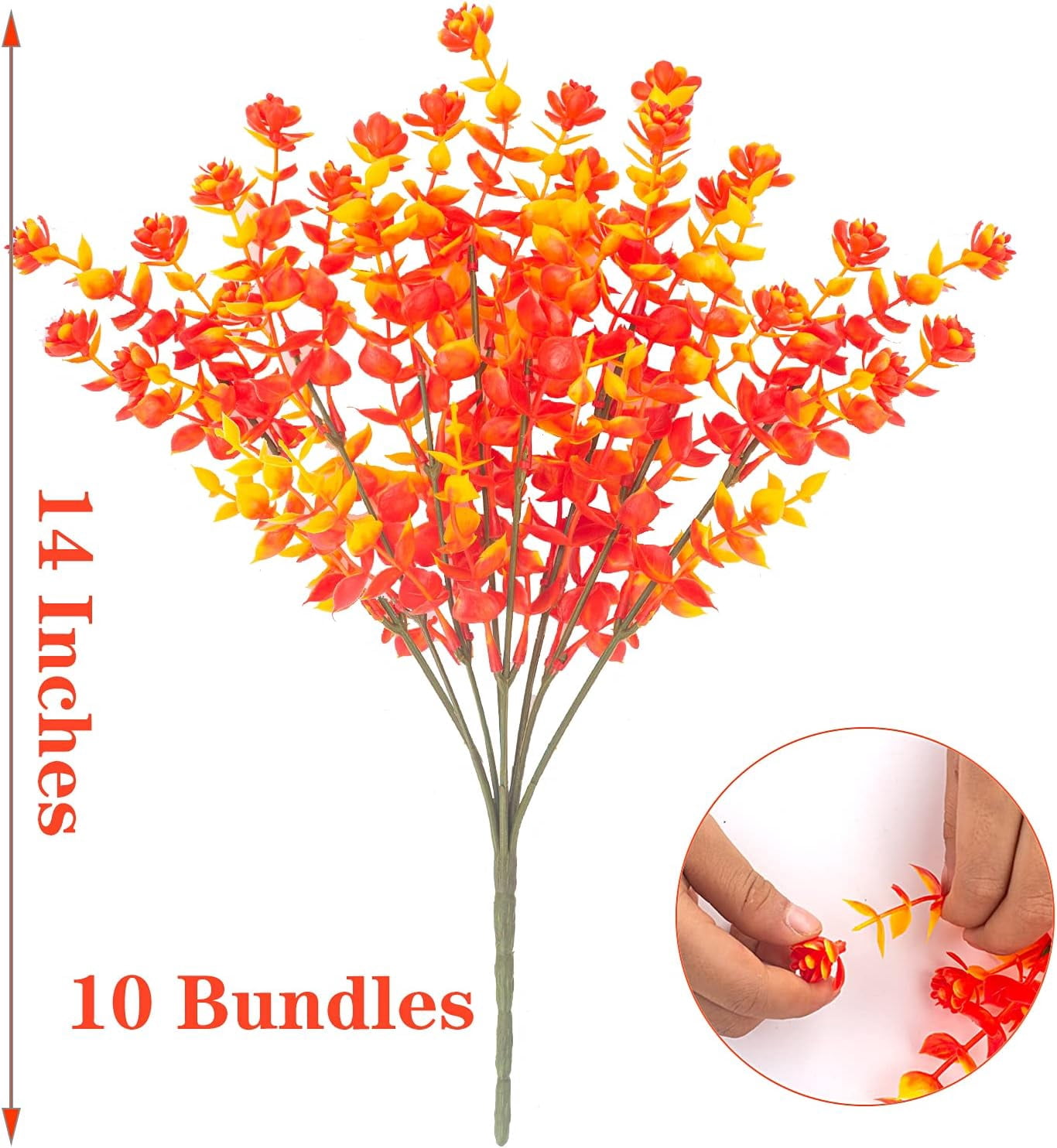 24 Bundles Artificial Fall Flowers No Fade Faux Plants, Fake Indoor Outdoor Greenery for Wedding Party Home Garden Decor(Gold Yellow)