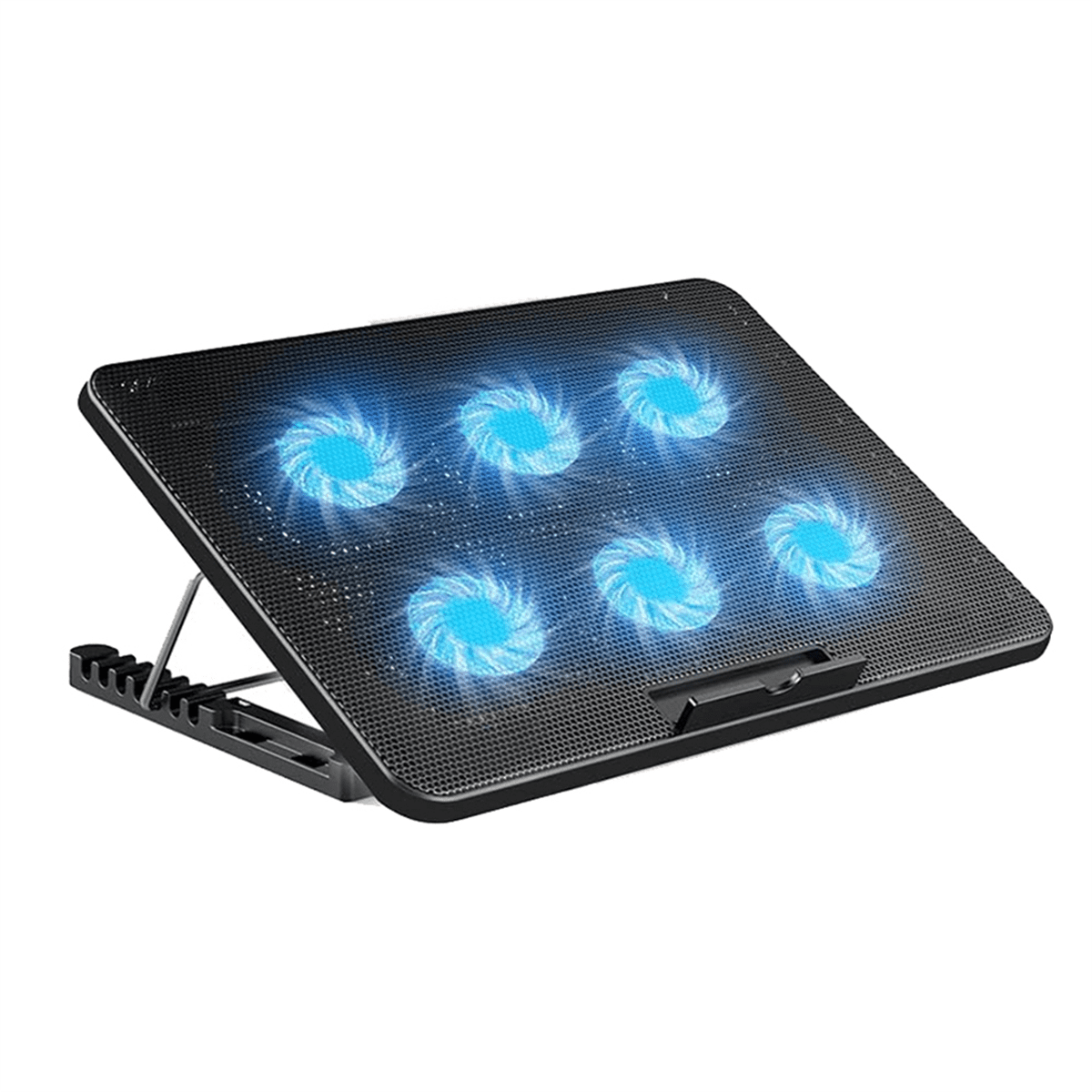 Laptop Cooling Pad Laptop Cooler with 6 Quiet Fans 7 Height & Wind Speed Adjustable 2 USB Port & Phone Holder