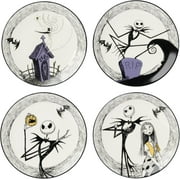ANHXN Dinnerware Set, Nightmare Before Christmas Accent Plates , Jack Skellington, Halloween Decor Indoor, Porcelain, Dishwasher Safe, Microwave Safe, Halloween Dishes