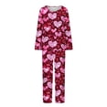 thumbnail image 4 of Rciityk Valentines Pajamas for Women Ladies Pajamas Sets Casual Long Sleeve Cute Heart Print Crew Neck Casual Tops with Pants Pjs Sets, 4 of 6