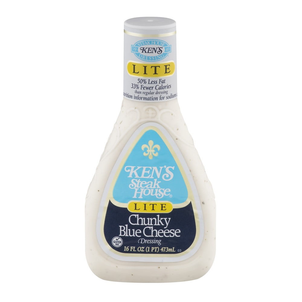 Kens Steak House Lite Chunky Blue Cheese Dressing, 16 oz