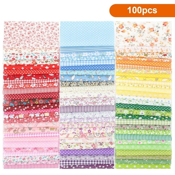 EEEkit 100pcs Printed Cotton Quilting Fabric for Sewing, Crafts, Patchwork, DIY Projects, 6 x 6in