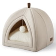 thumbnail image 1 of Cat Bed Bedsure 2 en 1 Cat Cave House, tienda de campaña con almohada, color beige, 1 of 6