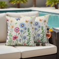 thumbnail image 5 of Colorful Flowers Pillow Covers 2 Pack Vintage Spring Pink Blue White Floral Butterfly Linen Texture Pillowcase Waterproof Outdoor Throw Pillow Cover for Patio Garden Square Cushion 20”x20”, 5 of 9