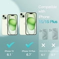 thumbnail image 2 of JETech Camera Lens Protector for iPhone 15 6.1-Inch and iPhone 15 Plus 6.7-Inch, Bling Glitter Individual 9H Tempered Glass Metal Ring Cover, HD Clear, 2-Pack (Green), 2 of 6