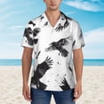 thumbnail image 2 of Balery Monochrome Flying Ravens Camisas hawaianas de manga corta para hombre, camisas playeras de corte holgado, camisas de vacaciones con botones,Medium, 2 of 7