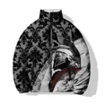 thumbnail image 3 of Chaquetas de hombre con estampado de guerrero de moda, abrigo de invierno para hombre, chaqueta de algodón con estampado de soldado del siglo pasado, abrigos largos acolchados para hombre, 3 of 5