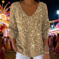 thumbnail image 2 of HNMKIU Womens Casual Drop Shoulder V Neck Long Sleeve Women's Sweatshirt Hoodless Pullover T-Shirt Comfort Top 02_Khaki，XXXL, 2 of 5
