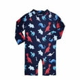 thumbnail image 6 of Xfvqtps Infant Toddler One Piece Swimsuit Back Zipper Long Sleeve Dinosaur Print Cute Sunscreen Beach Jumpsuit Bathing Suits for Boys and Girls Swimwear for 9 Months-5 Years Navy, 6 of 6