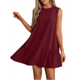 thumbnail image 2 of Vestido Tipo Chaleco Sin Mangas con Cuello Redondo en Color Liso, Color Vino Tinto XXL, 2 of 7