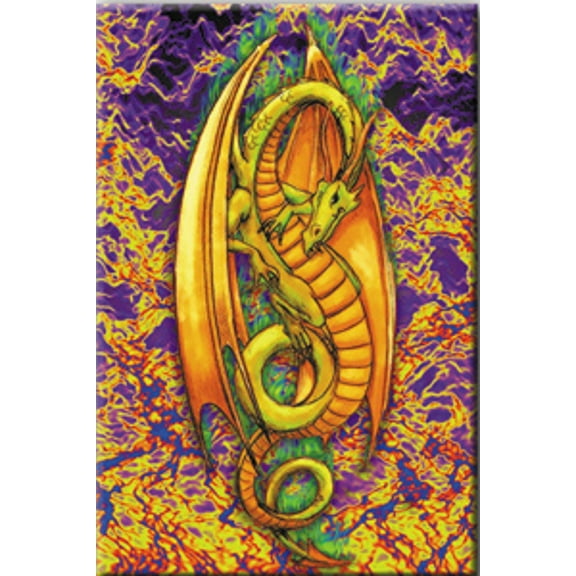 Green Flame Dragon Magnet - Original Artwork Fridge Magnet