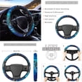 thumbnail image 3 of Renewold Gothic Sea Turtle Blue 14 PCS Car Seat Cover Set, with Steering Wheel Seat Belt Rear View Mirror Handbrake Cover Set Waste Bin Center Console Pad Coasters Auto Decoration, 3 of 7
