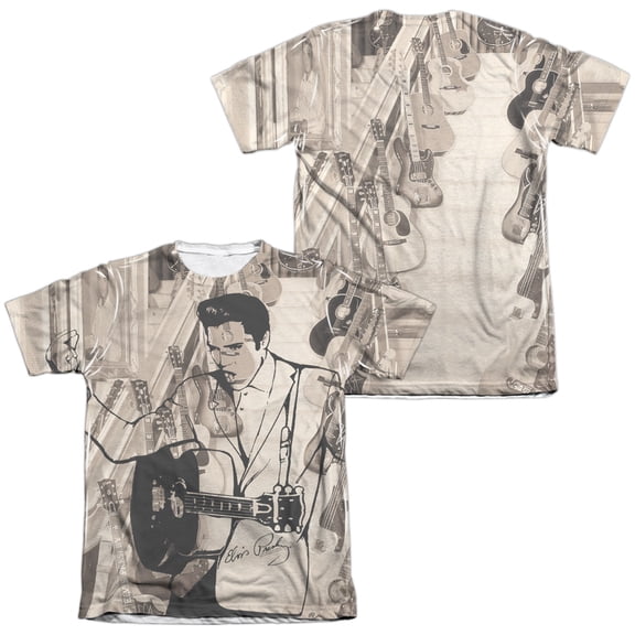 Elvis Presley Guitarman (Front/Back Print) Sublimated T-Shirt White