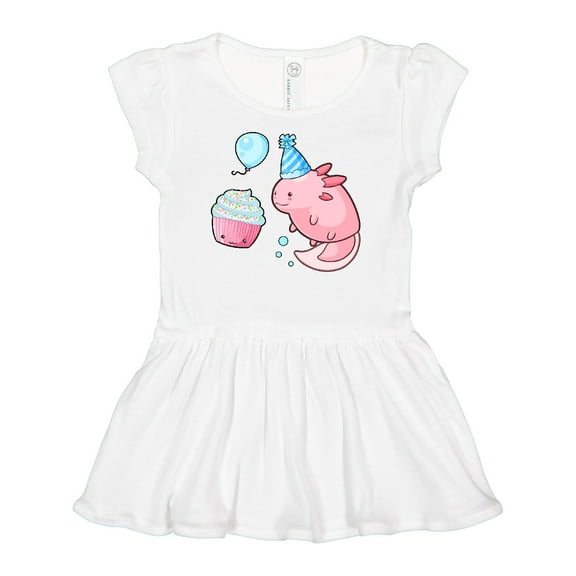 Inktastic Cute Axolotl Birthday with Cupcake Girls Baby Dress