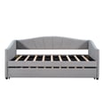 thumbnail image 3 of Upholstered Daybed with Trundle, Modern Twin Size Tufted Velvet Upholstered Daybed Frame with Wood Slat Support, Dual-use Platform Bed Sofa Bed with Wingback and Armrests for Living Room Bedroom, Gray, 3 of 7