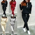 thumbnail image 4 of Women 2PCS Set Long Drawing Straps Slim-Fit Sweatshirt and Sweatpants Set, 4 of 4
