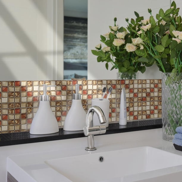 100 piezas DIY impermeable autoadhesivo 3D pegatinas de pared mosaico azulejo calcomanía (5) Wdftyju Libre de BPA